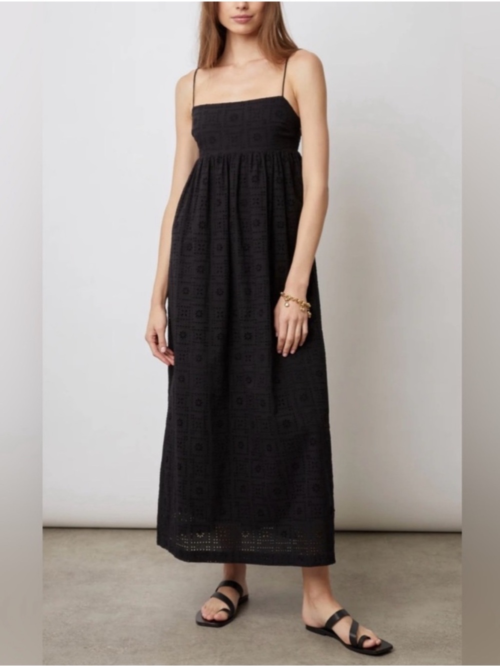 Rails Black Eyelet Maxi Dress with Spaghetti Straps - Picture 2 of 11